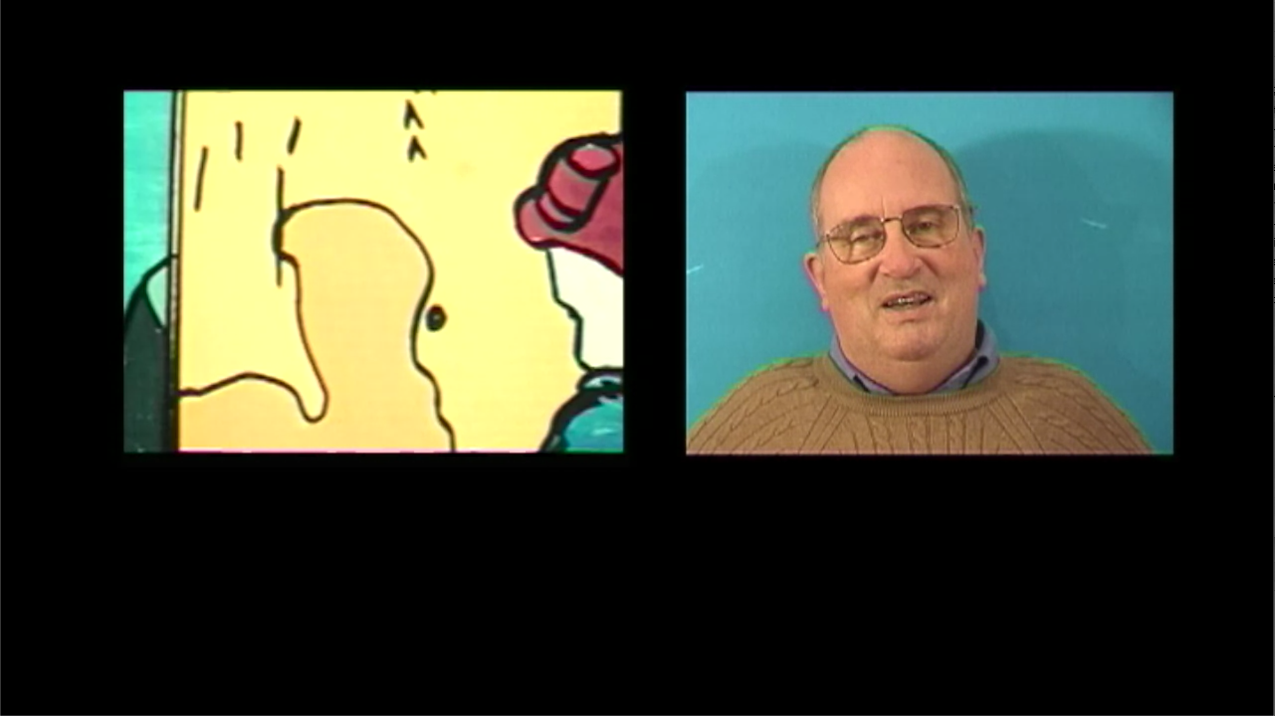 portrait d'un homme à côté d'un illustration